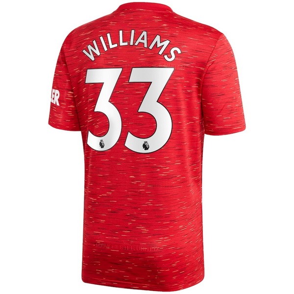 Camiseta Manchester United NO.33 Williams Primera Equipación 2020-2021 Rojo